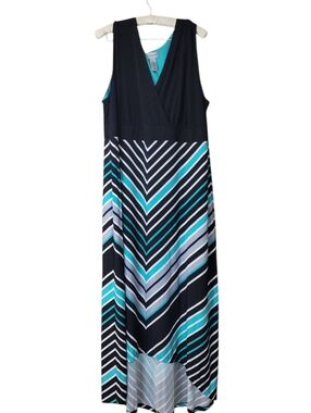 Colorful Sleeveless High Lo Maxi Dress Summer Beach Vibes 1X